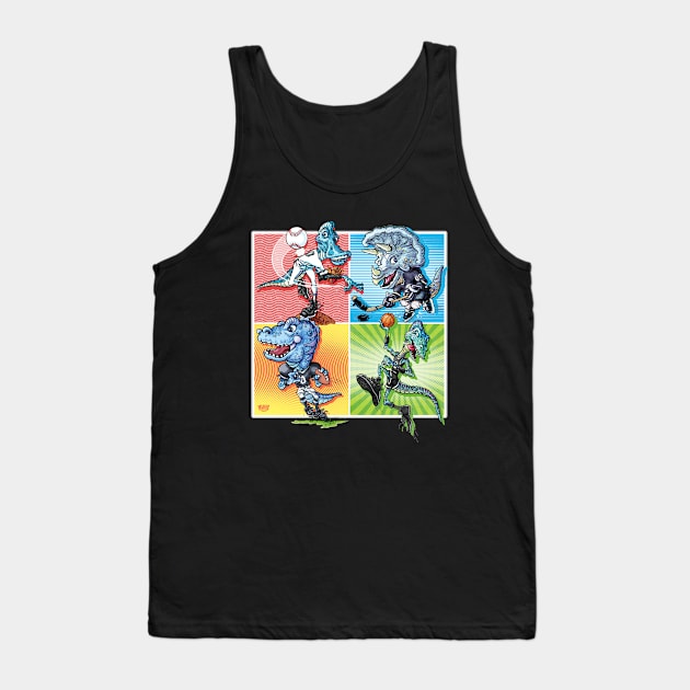 Prehistoric Pastimes Dinosaur Sports Tank Top by Mudge